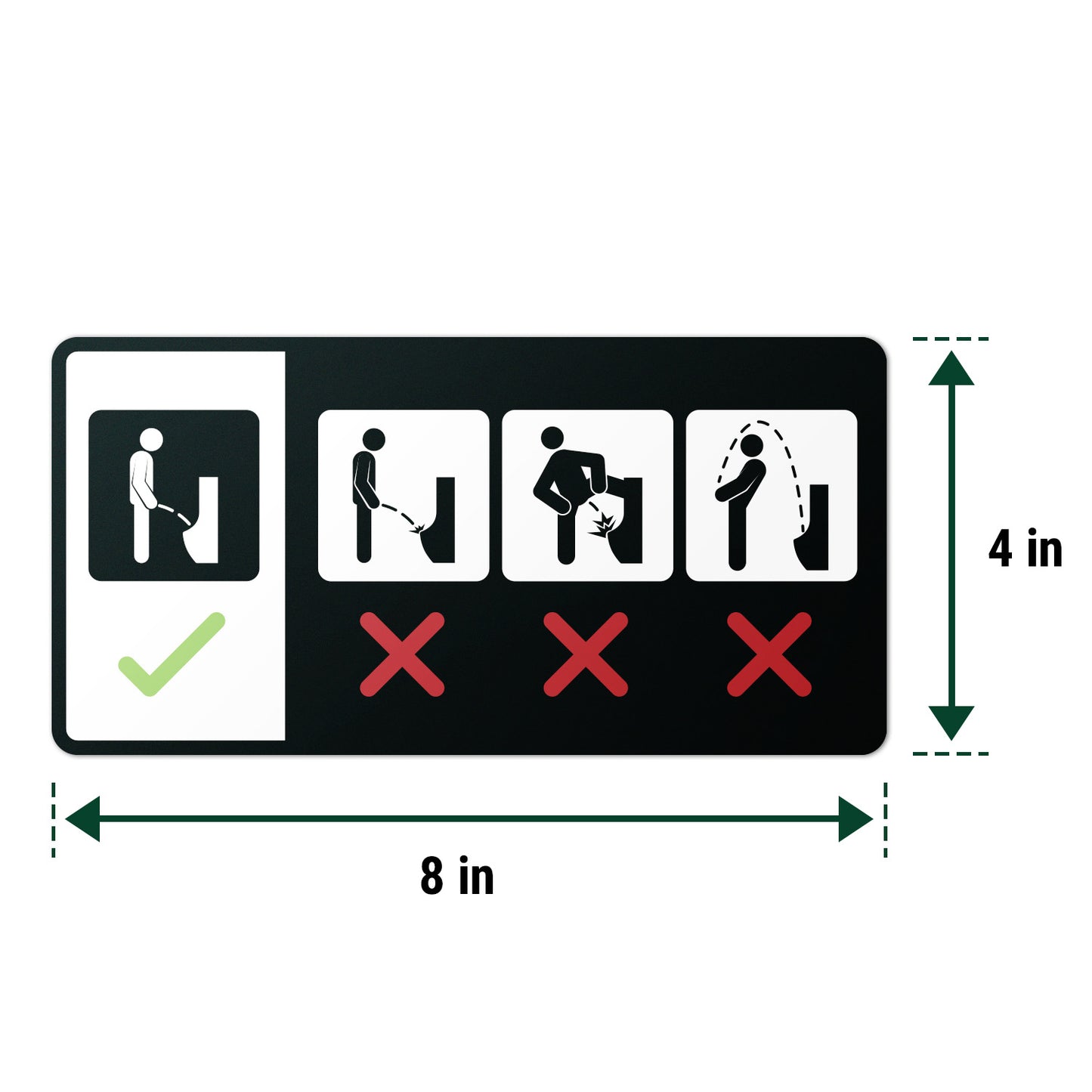 8 x 4in Restroom Decal: Correct Urinal Usage Sticker