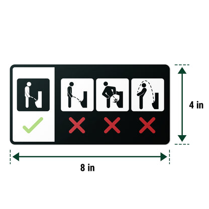 8 x 4in Restroom Decal: Correct Urinal Usage Sticker