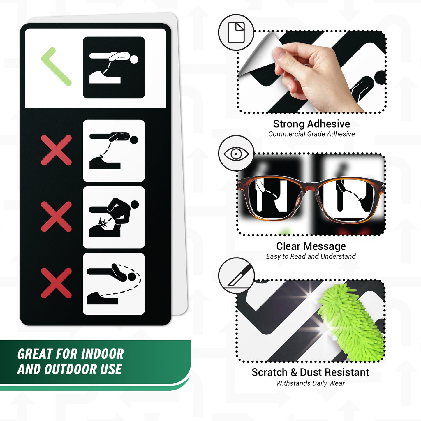 8 x 4in Restroom Decal: Correct Urinal Usage Sticker