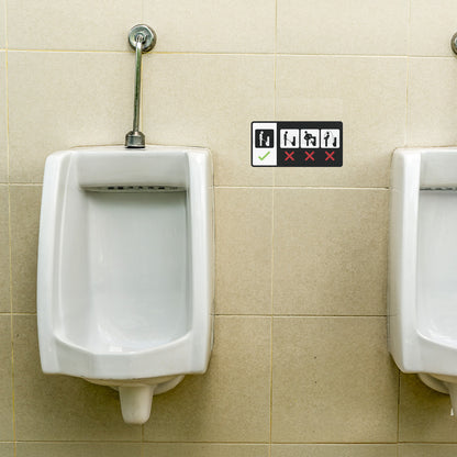 8 x 4in Restroom Decal: Correct Urinal Usage Sticker