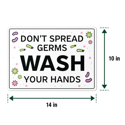 14 x 10in Hygiene Decal: Wash Your Hands Don't Spread Germs Warning