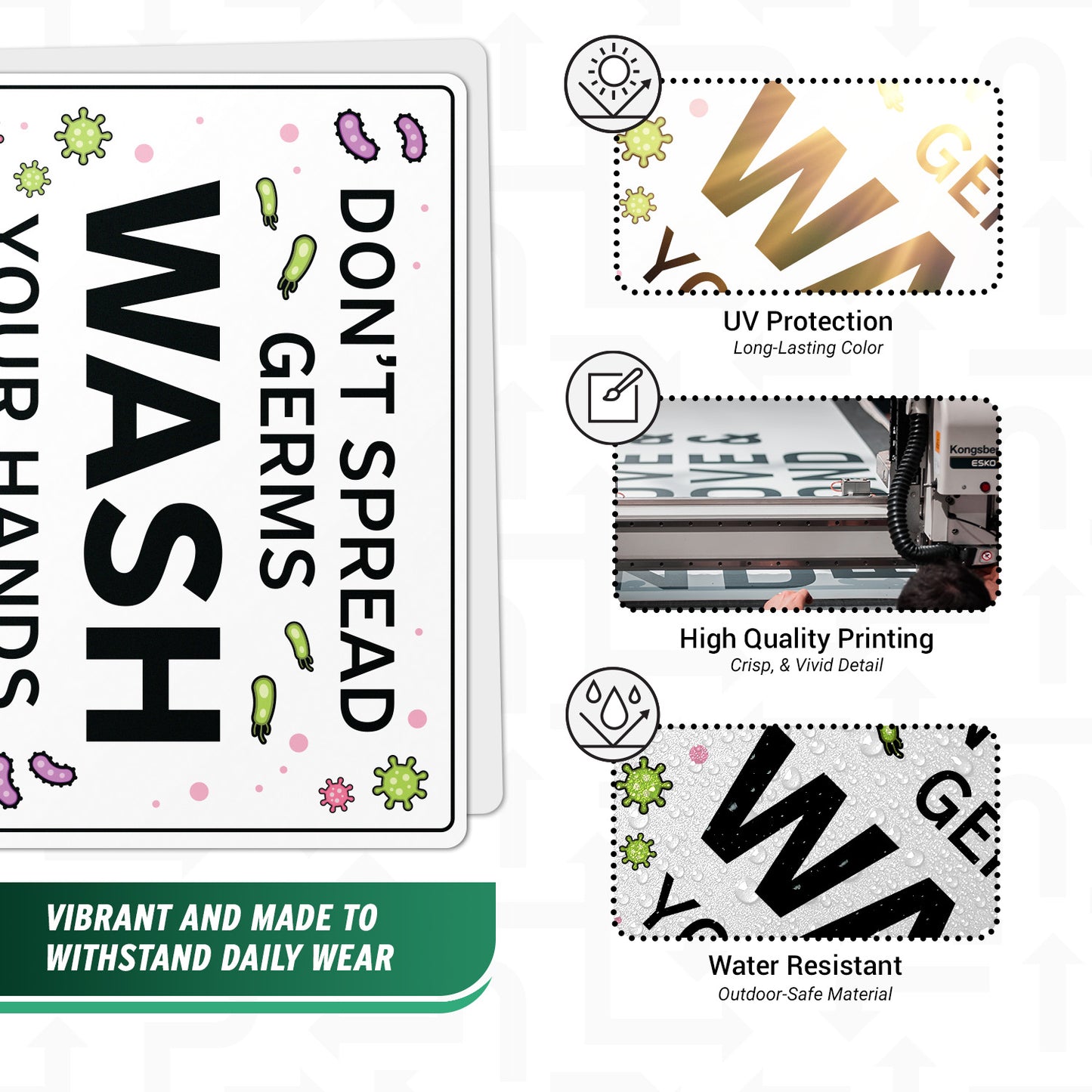 14 x 10in Hygiene Decal: Wash Your Hands Don't Spread Germs Warning