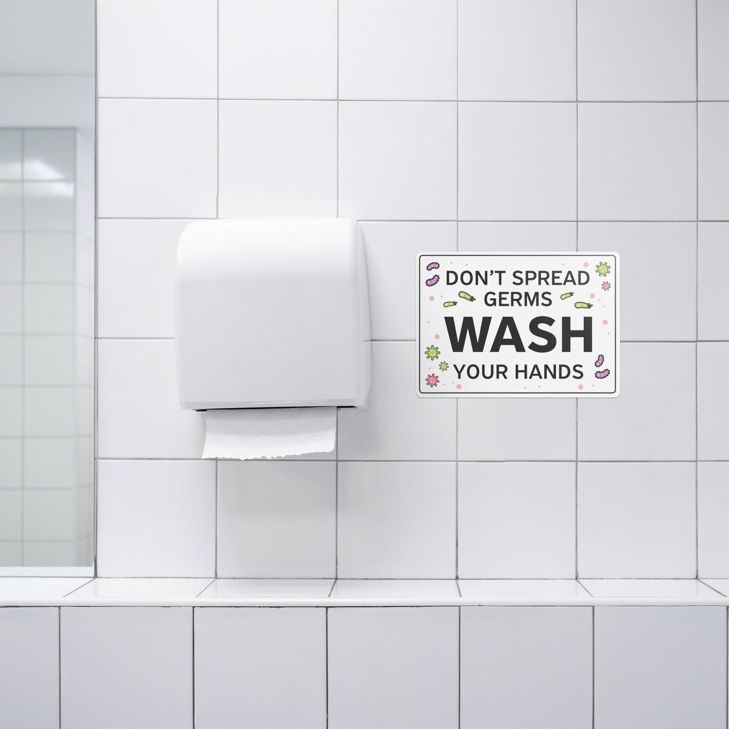 14 x 10in Hygiene Decal: Wash Your Hands Don't Spread Germs Warning