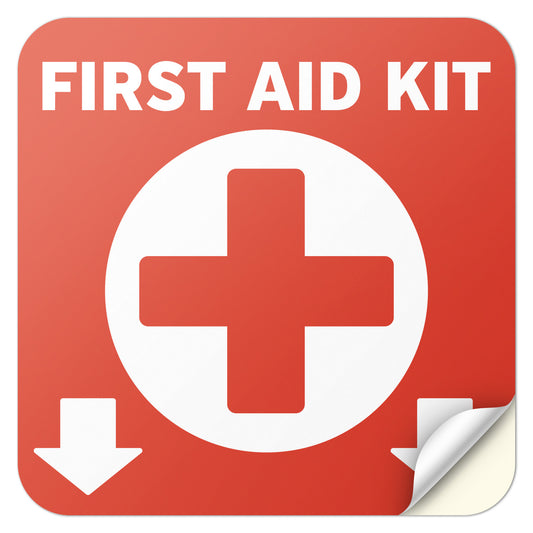 6 x 6in Safety Notice Decal: First Aid Kit Location Vinyl Sticker