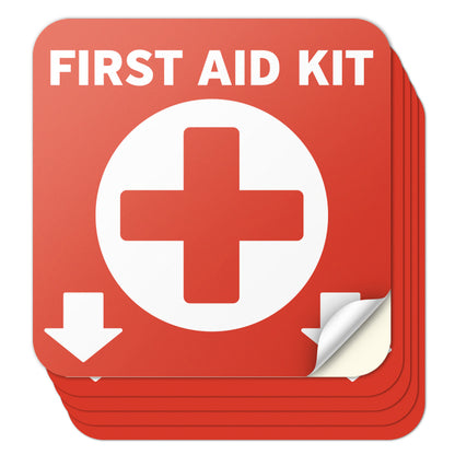 6 x 6in Safety Notice Decal: First Aid Kit Location Vinyl Sticker