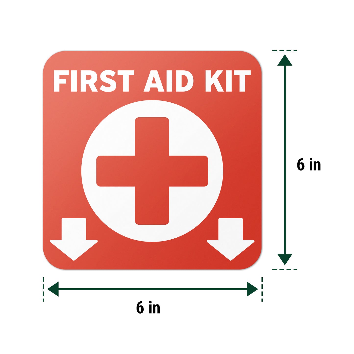 6 x 6in Safety Notice Decal: First Aid Kit Location Vinyl Sticker