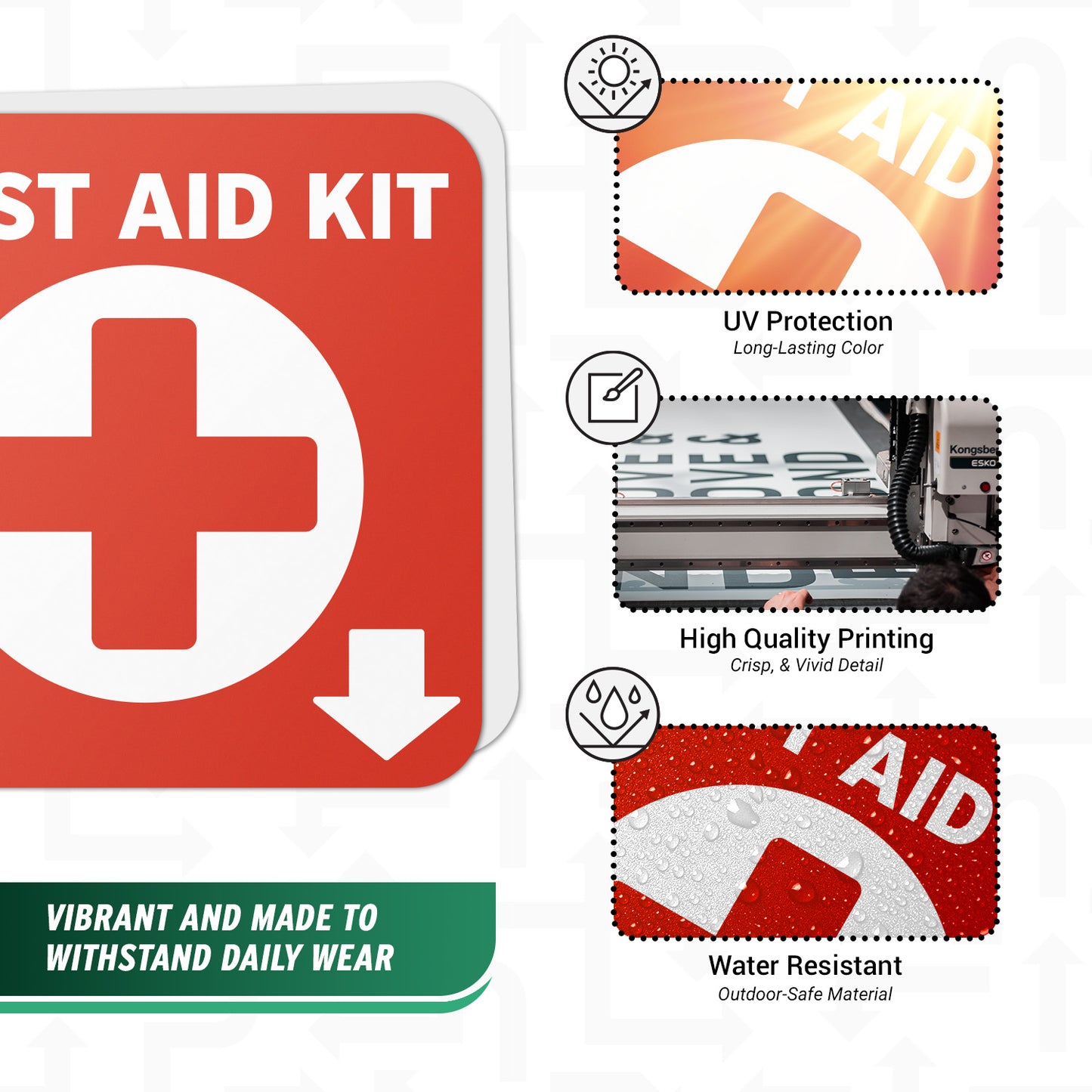 6 x 6in Safety Notice Decal: First Aid Kit Location Vinyl Sticker
