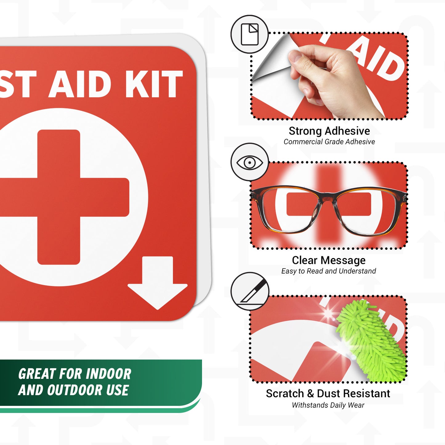 6 x 6in Safety Notice Decal: First Aid Kit Location Vinyl Sticker