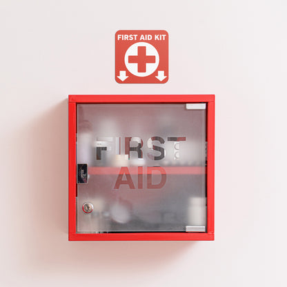 6 x 6in Safety Notice Decal: First Aid Kit Location Vinyl Sticker