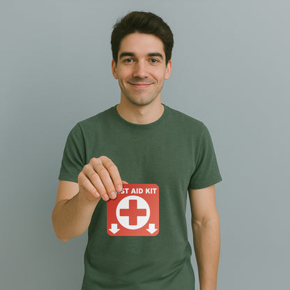 6 x 6in Safety Notice Decal: First Aid Kit Location Vinyl Sticker
