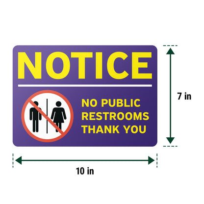 10 x 7in Public Sign: No Public Restrooms Notice Sticker