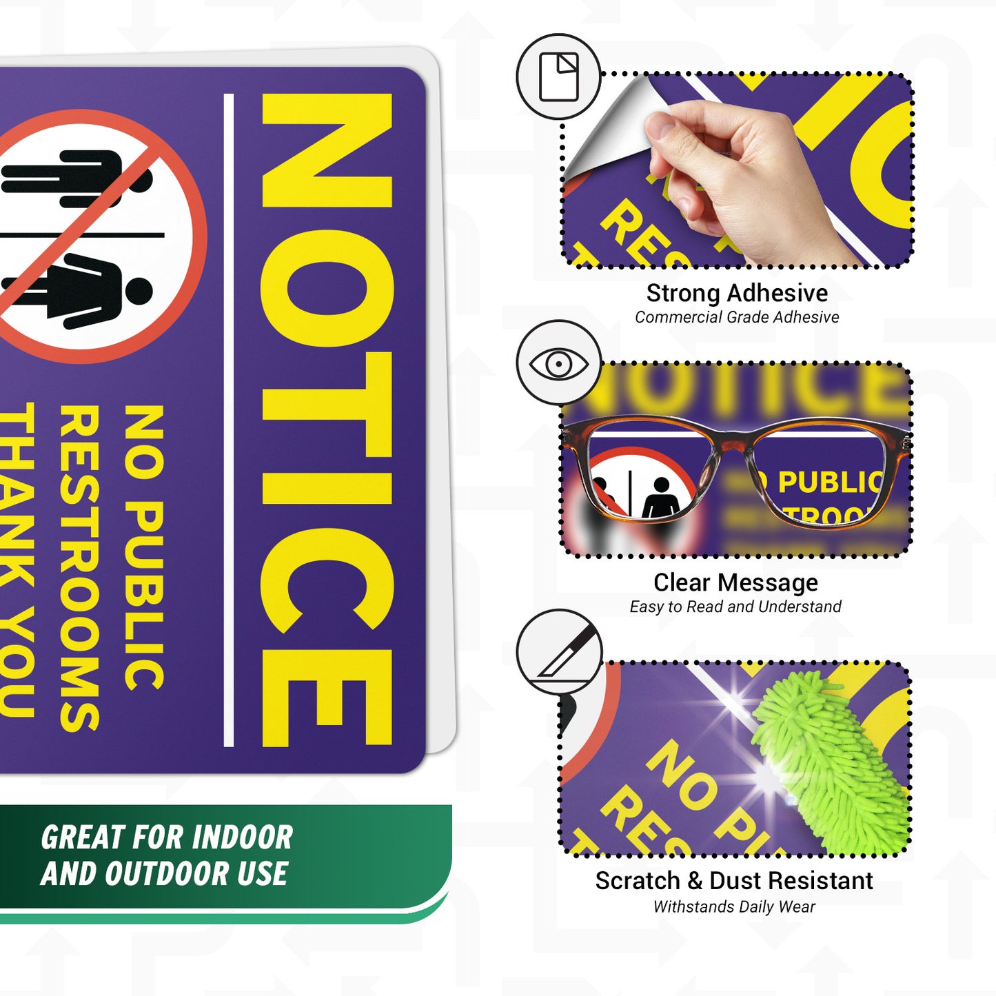 10 x 7in Public Sign: No Public Restrooms Notice Sticker