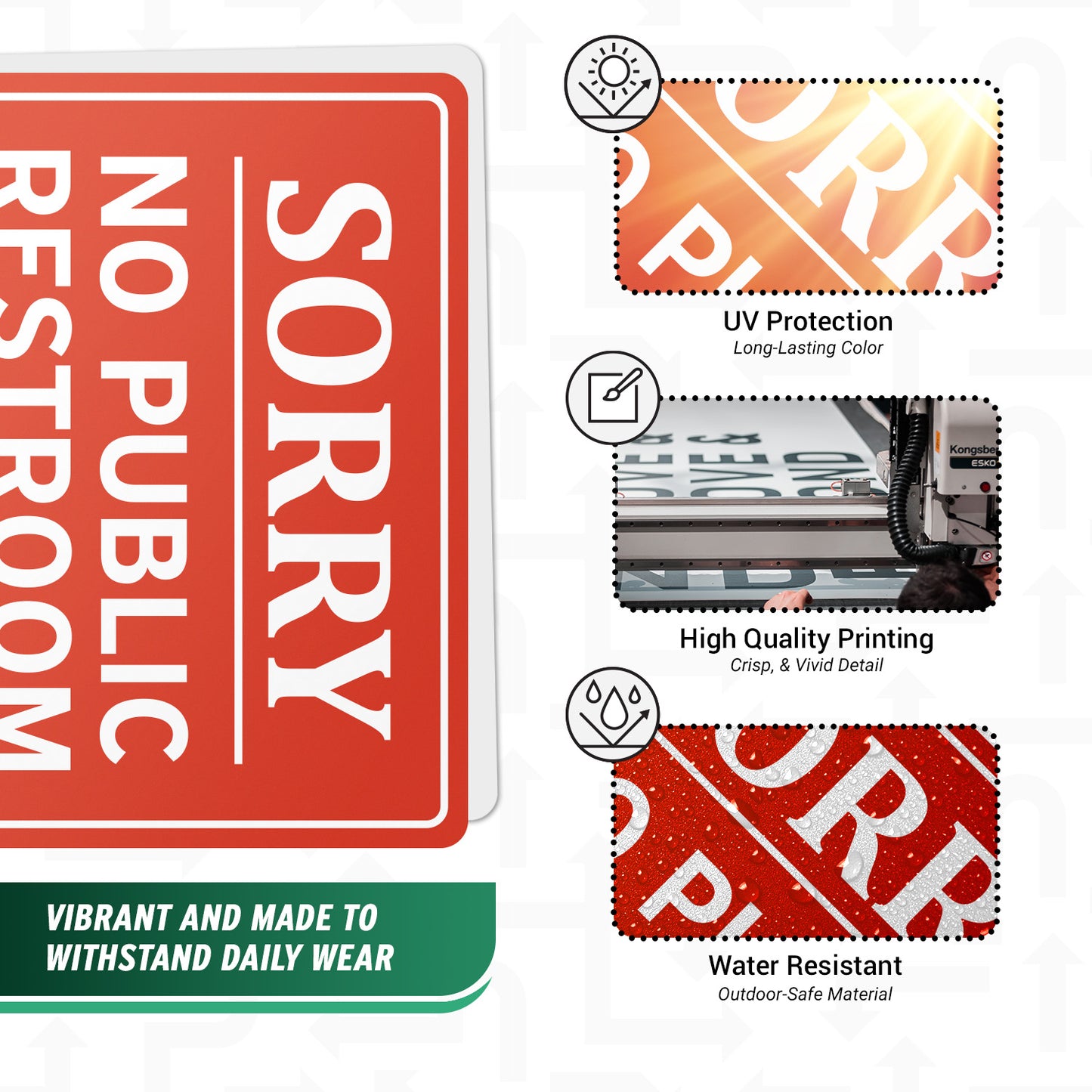 7 x 5in Public Sign: Sorry No Public Restroom Vinyl Sticker