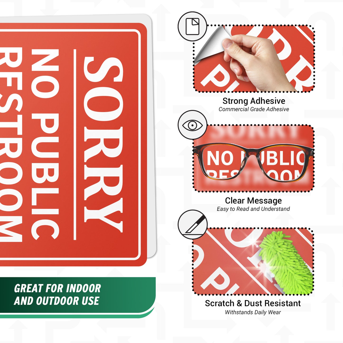 7 x 5in Public Sign: Sorry No Public Restroom Vinyl Sticker