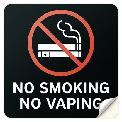 6 x 6in No Smoking, No Vaping Sticker: Smoke-Free Spaces Decal