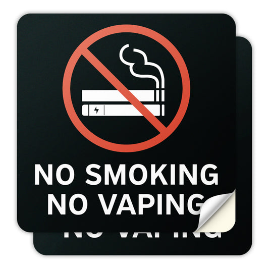 6 x 6in No Smoking, No Vaping Sticker: Smoke-Free Spaces Decal