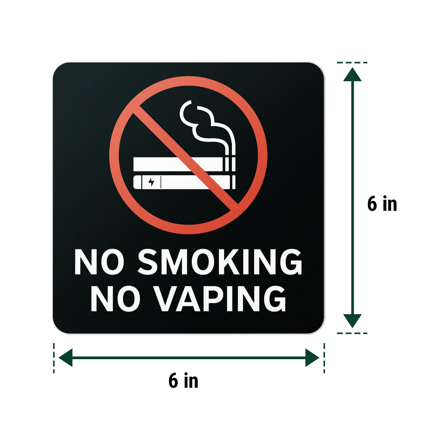 6 x 6in No Smoking, No Vaping Sticker: Smoke-Free Spaces Decal