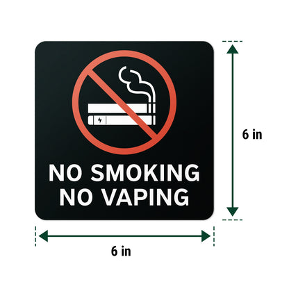 6 x 6in No Smoking, No Vaping Sticker: Smoke-Free Spaces Decal