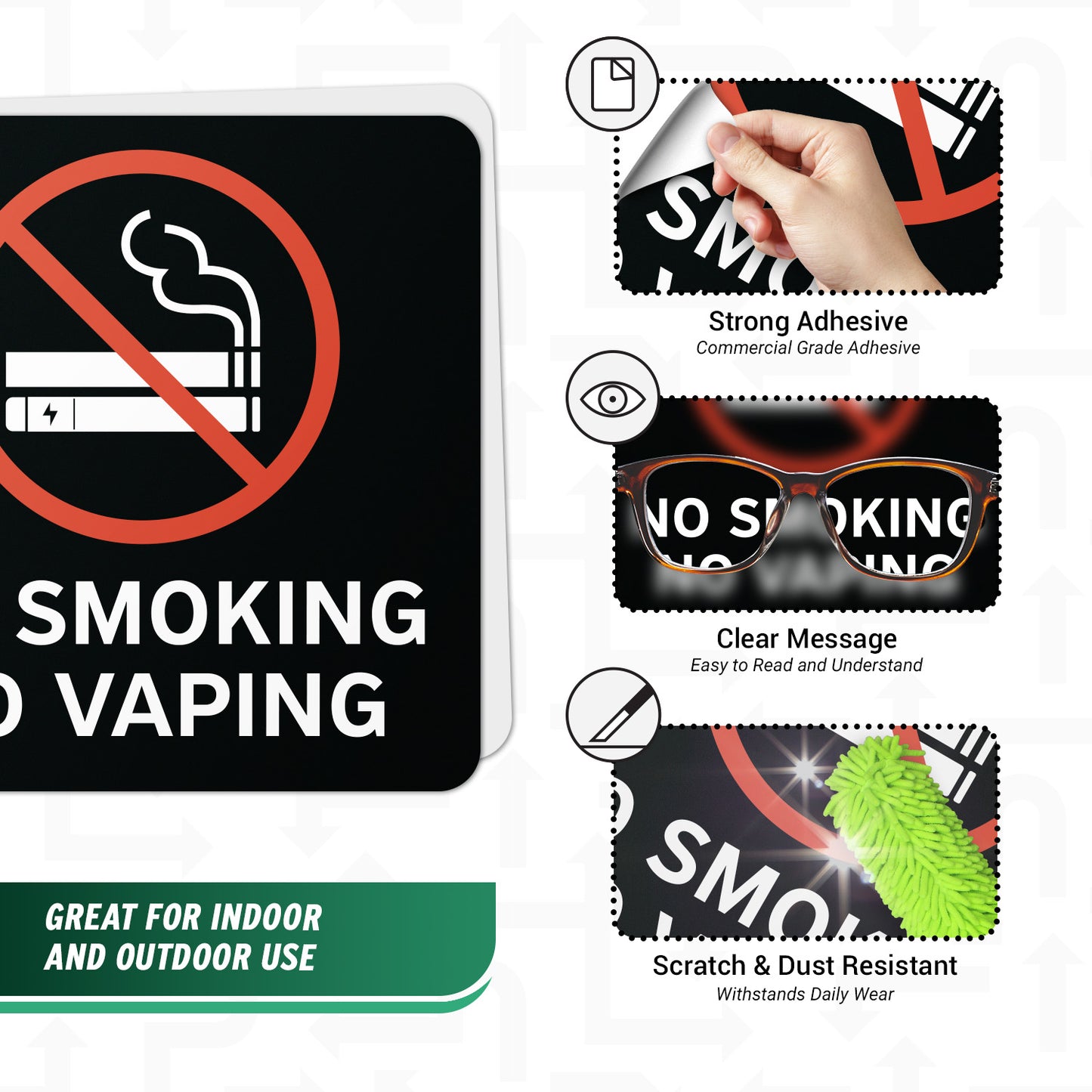 6 x 6in No Smoking, No Vaping Sticker: Smoke-Free Spaces Decal