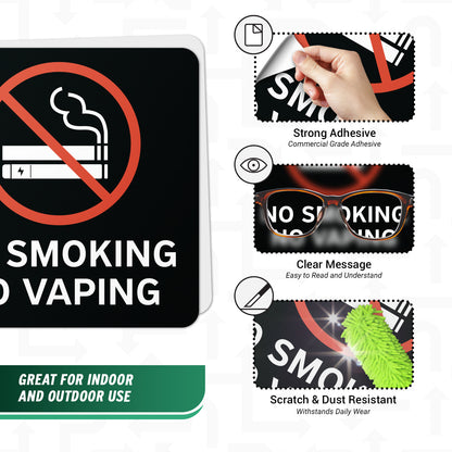 6 x 6in No Smoking, No Vaping Sticker: Smoke-Free Spaces Decal
