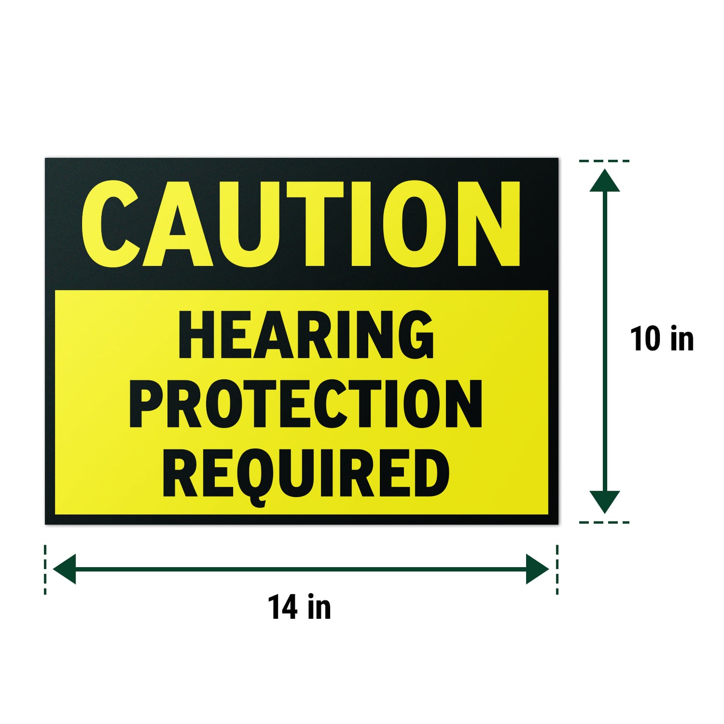14 x 10in Caution Sign: Hearing Protection Required Decal