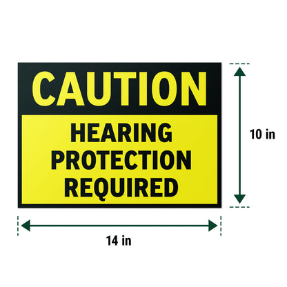 14 x 10in Caution Sign: Hearing Protection Required Decal