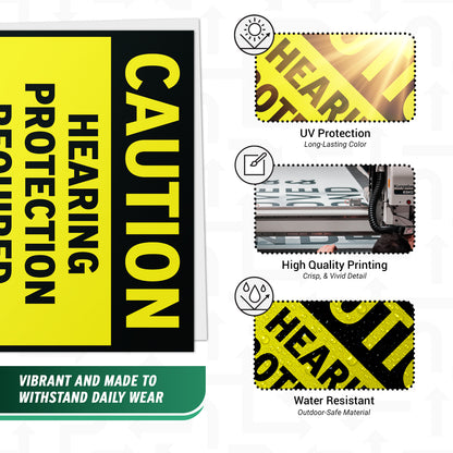 14 x 10in Caution Sign: Hearing Protection Required Decal