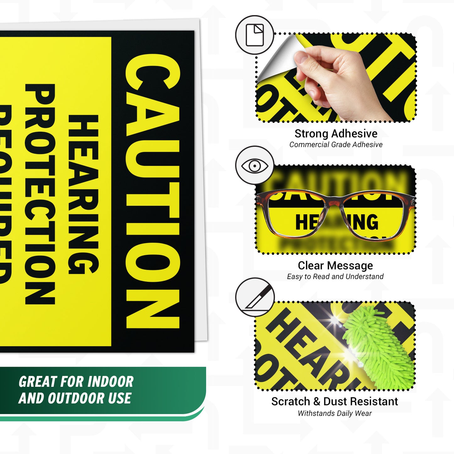 14 x 10in Caution Sign: Hearing Protection Required Decal