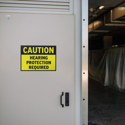 14 x 10in Caution Sign: Hearing Protection Required Decal