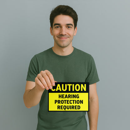 14 x 10in Caution Sign: Hearing Protection Required Decal