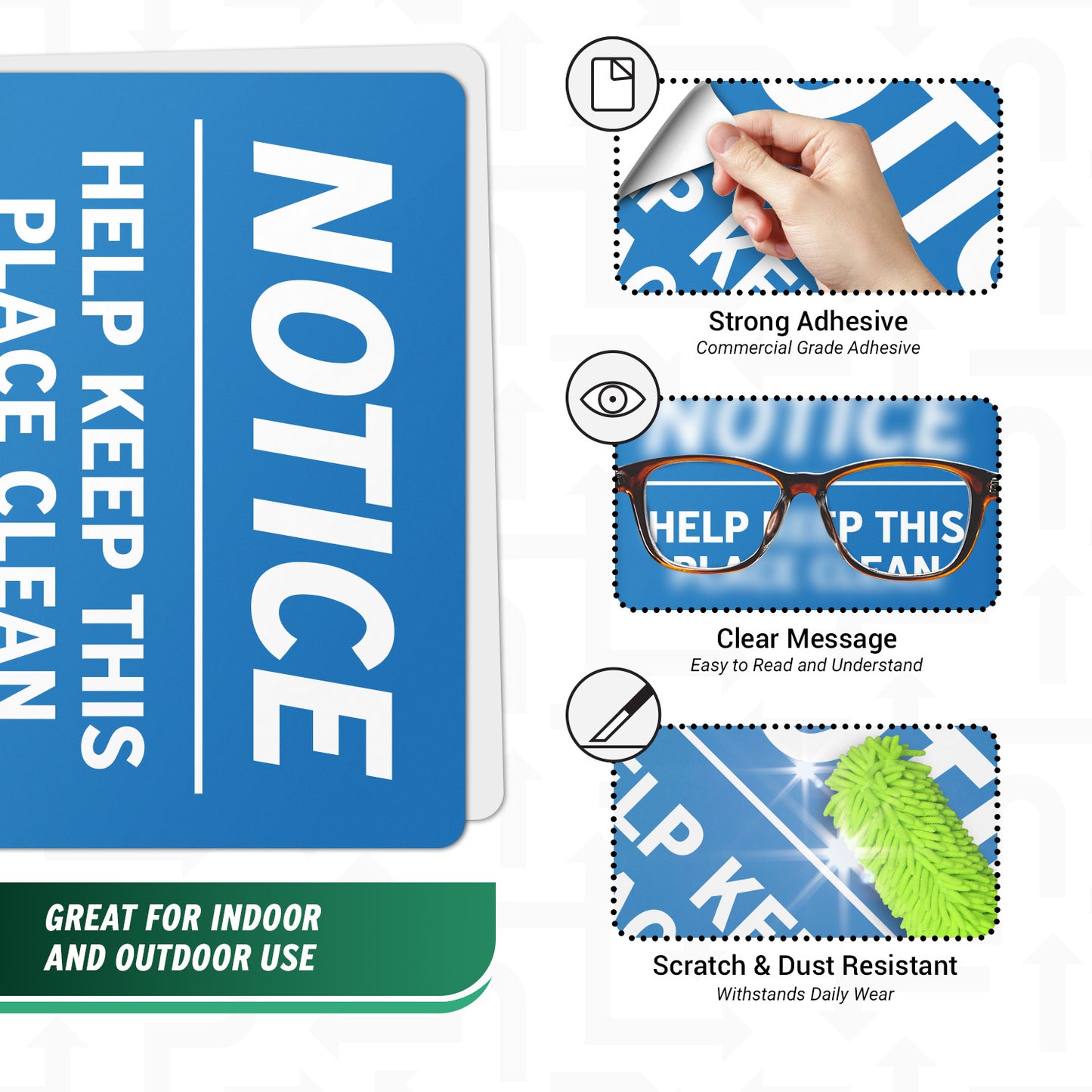 7 x 5in Notice Label: Help Keep This Place Clean Sticker