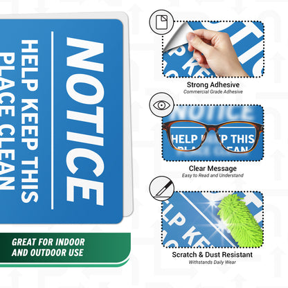 7 x 5in Notice Label: Help Keep This Place Clean Sticker
