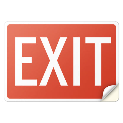 10 x 7in Exit Safety Sign: High-Visibility Red Vinyl Sticker Decal