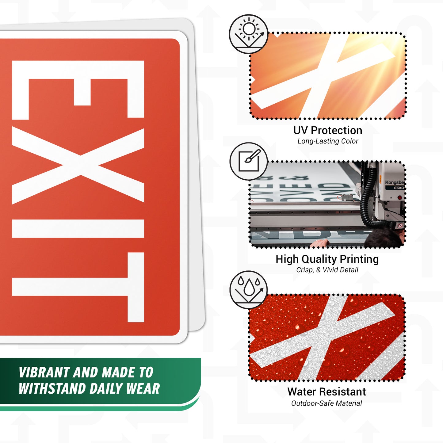 10 x 7in Exit Safety Sign: High-Visibility Red Vinyl Sticker Decal