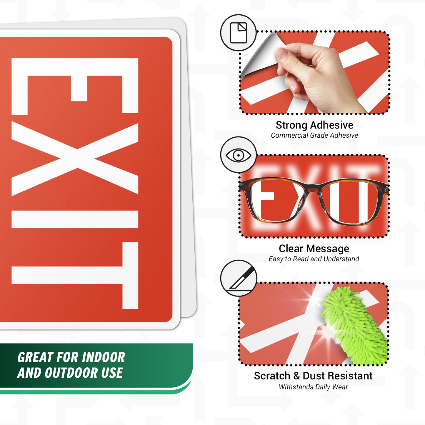 10 x 7in Exit Safety Sign: High-Visibility Red Vinyl Sticker Decal