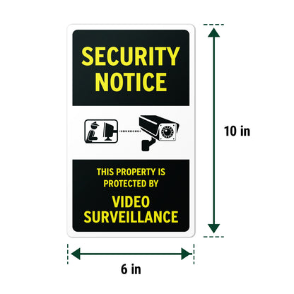 6 x 10in Security Notice Sign: Video Surveillance Sticker