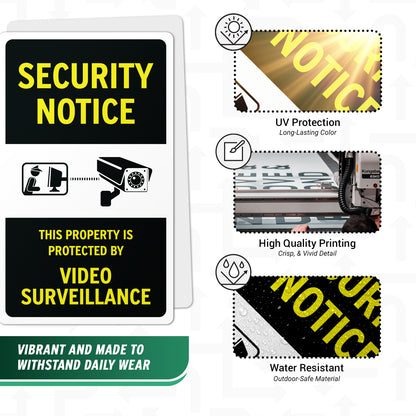 6 x 10in Security Notice Sign: Video Surveillance Sticker