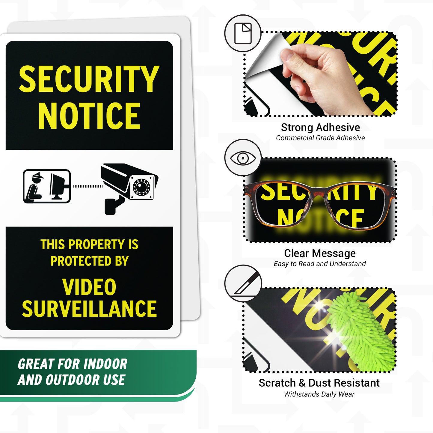 6 x 10in Security Notice Sign: Video Surveillance Sticker