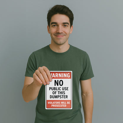 10 x 7in Warning Sticker: No Public Use of Dumpster Waste Bin Label