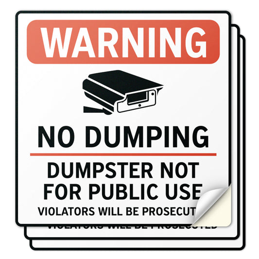 9 x 9in Waste Bin Sticker: No Dumping Label