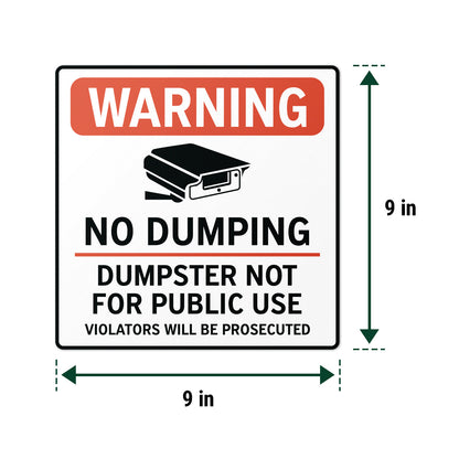 9 x 9in Waste Bin Sticker: No Dumping Label