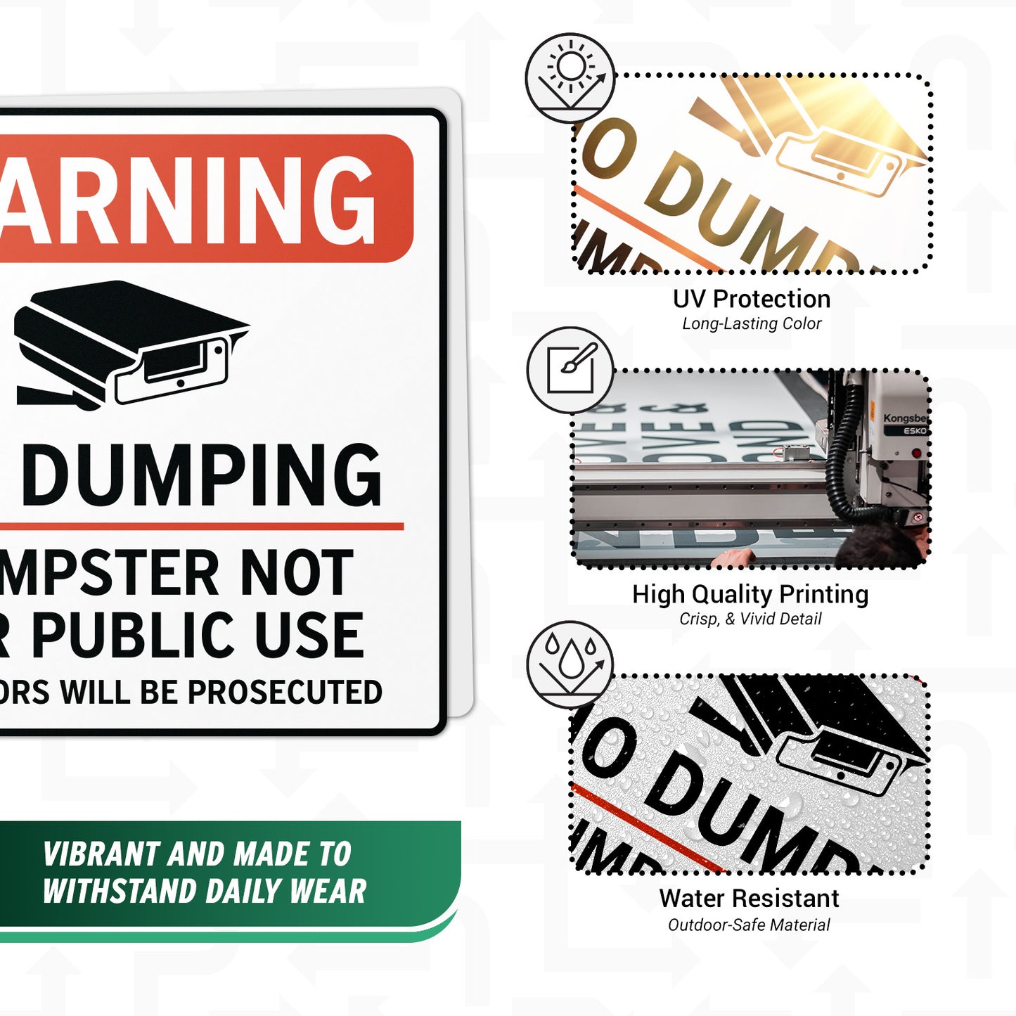 9 x 9in Waste Bin Sticker: No Dumping Label