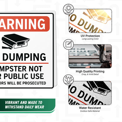 9 x 9in Waste Bin Sticker: No Dumping Label
