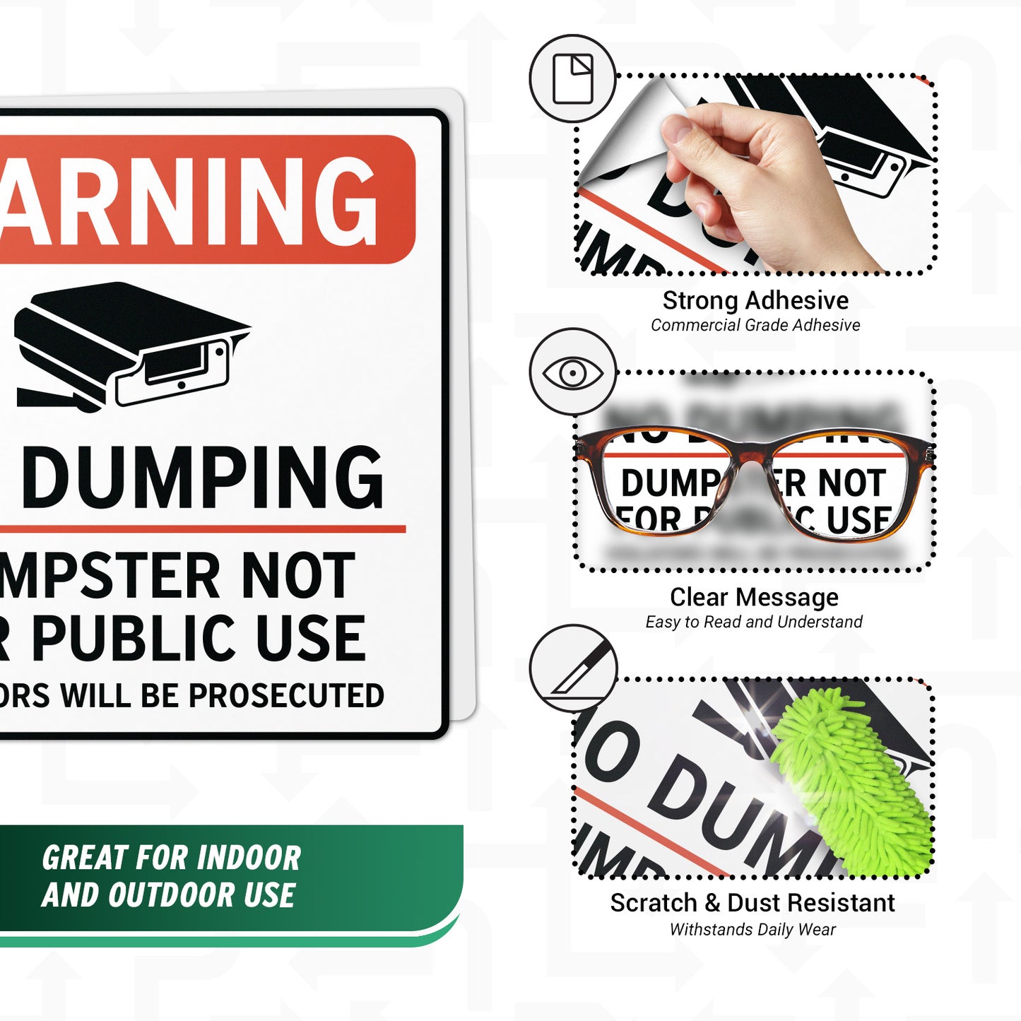 9 x 9in Waste Bin Sticker: No Dumping Label