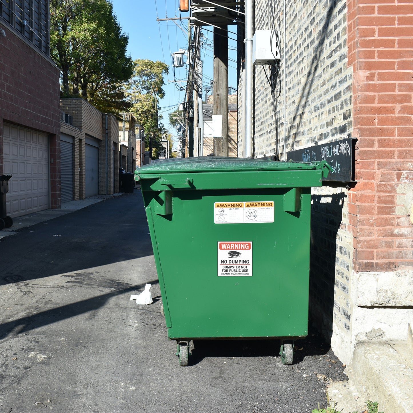 9 x 9in Waste Bin Sticker: No Dumping Label