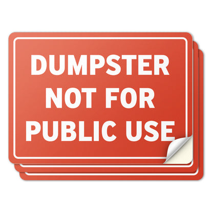 14 x 10in Dumpster Sign: Not For Public Use Vinyl Sticker
