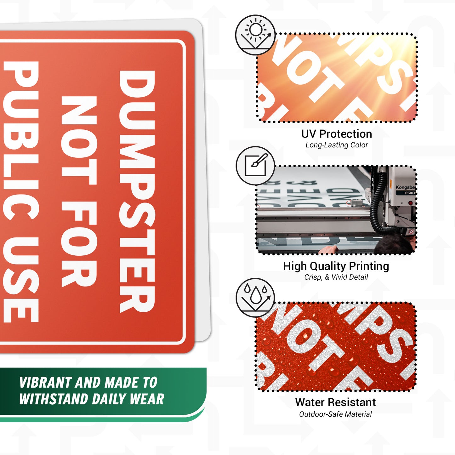 14 x 10in Dumpster Sign: Not For Public Use Vinyl Sticker