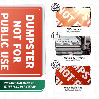 14 x 10in Dumpster Sign: Not For Public Use Vinyl Sticker