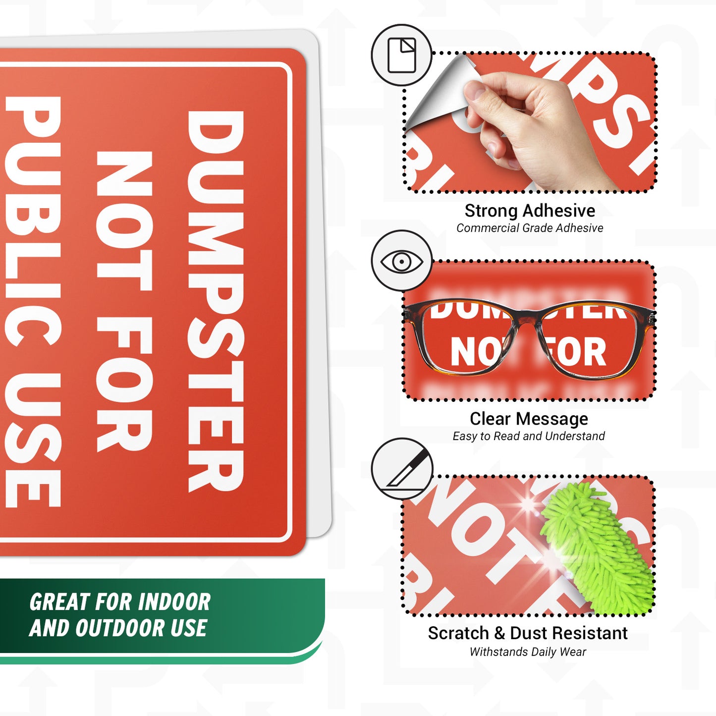 14 x 10in Dumpster Sign: Not For Public Use Vinyl Sticker