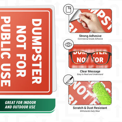 14 x 10in Dumpster Sign: Not For Public Use Vinyl Sticker